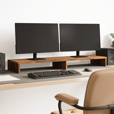 vidaXL - Monitorstandaard - 100x27x10 - cm - bewerkt - hout - oud - houtkleurig