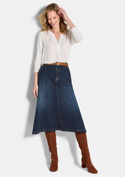 Jeansrok in vrouwelijk model - donkerblauw - Gr. 19 van Goldner Fashion
