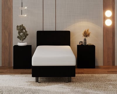 Nessa® - 80x190 Boxspring Bjorn - Zwart - Inclusief 20cm dik HR45 Koudschuim Comfort matras
