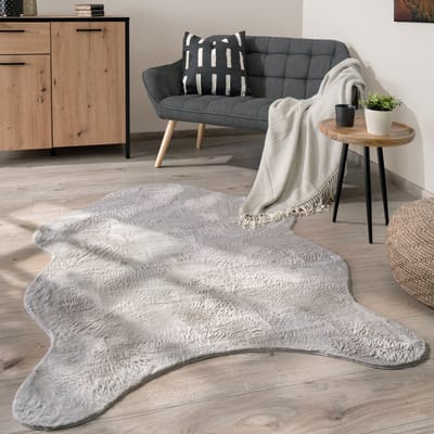 Paco Home Vloerkleed Woonkamer Laagpolig Effen Modern Imitatiebont In Vachtvorm Zacht 60x90 cm Fell-form