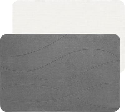 Steen Badmat van Diatomiet - Sneldrogende, Waterabsorberende Mat voor Badkamer en Keuken, Eenvoudig te Reinigen en Antislip (Ripple Grey, 60 x 38 cm)