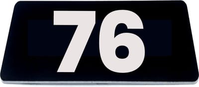 Nummerplaatje 76 - 80 x 50 x 1,6 mm - Zwart/wit - incl. 3M-tape | Nummerbordje - Deur en kamernummer - brievenbusnummers - Gratis verzending - 5 jaar garantie
