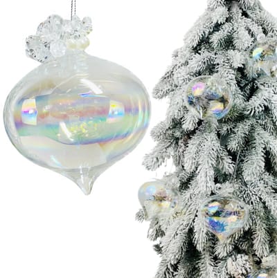 Inspiruj - Kerstbal - Opaliserend Glas - 12 cm - Met Diamanten