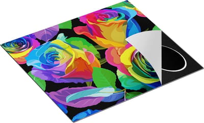 Chefcare Inductie Beschermer Kleurrijke Rozen - Bloemen - Abstract - 60x50 cm - Afdekplaat Inductie - Kookplaat Beschermer - Inductie Mat