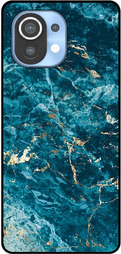 Smartphonica Telefoonhoesje Geschikt voor Xiaomi Mi 11 met marmer opdruk - TPU backcover case blue marble design - Blauw geschikt voor Xiaomi Mi 11
