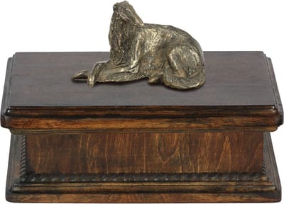 Elegante urn voor Borzoi-hond, met beeldje voor hondenas.