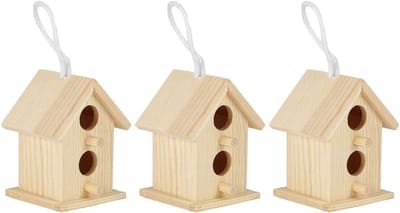 Houten Vogelhuisjes Set van 3 voor Buiten - Nestkastjes voor Tuin Decoratie en Vogelsopvang