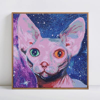 Diamant Schilderij Volledige Ronde Boor Dier Kat Strass Afbeelding Borduurwerk Verkoop Diamant 30x30 blue