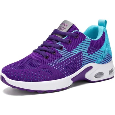 Damesmode sneakers, gestreept patroon ademend mesh bovenwerk, laag uitgesneden veterschoenen, geschikt voor alle seizoenen 41 blue