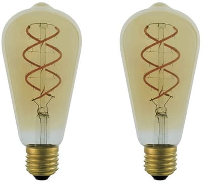VITO LED Filament Edisonlamp ST64 E27 - 4W (vervangt 40W) - 400lm - 2200K (Amber) - 220-240V - Energiezuinig - 2 stuks