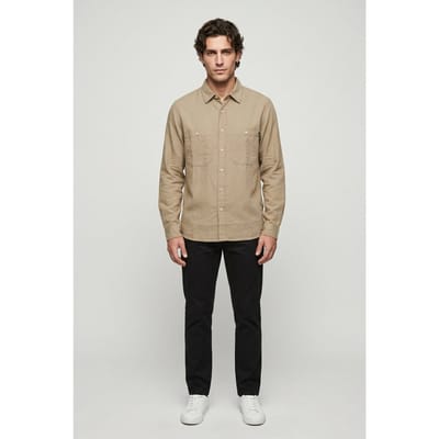 Timberland Cotton/linen Pocket Ls Shirt Lemon Pepper Taglia: L | Camicie Casual Outlet | Uomo | Bianco