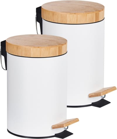 ECOSMART - Set van 2 pedaalemmers - Wit - 3l - IJzer
