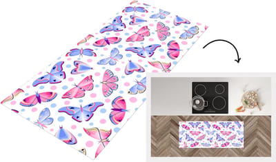 Keukenloper - Loper keuken - Vlinders - Stippen - Patronen - 120x50 cm - Keukenloper vinyl