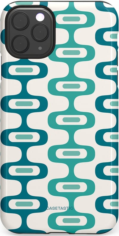 Casetastic hoesje geschikt voor Apple iPhone 11 Pro Max - Dubbellaagse bescherming - Vormen vibe - Fashion Case - Wit Petrol Lichtgrijs Mintgroen