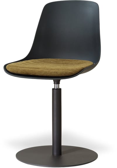 Nolon Niva-Liv Draaibare Tulp Eetkamerstoel Zwart Met Mosgroen Zitkussen - Mat Zwart Onderstel - Kunststof - Scandinavisch