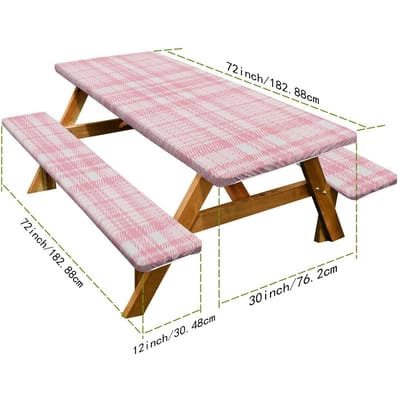 Picknicktafel en Stoelhoes Tuin Buiten Picknicktafel en Stoel Beschermhoes Driesets Picknicktafel Bank Elastische Stofhoes 76.2CM+182CM