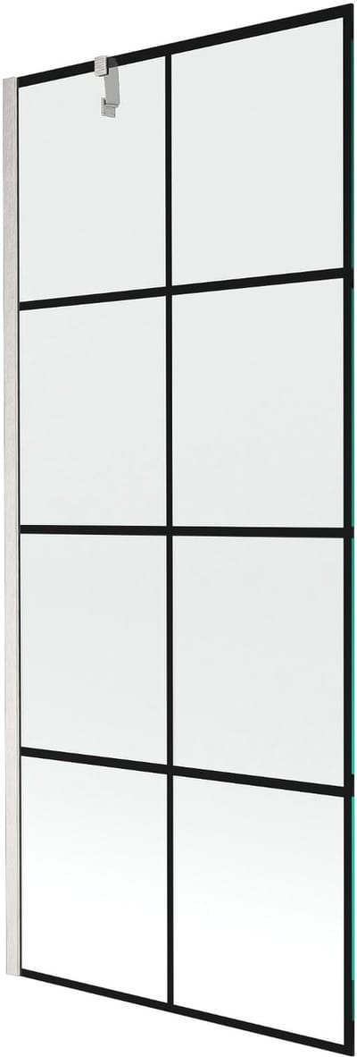 Mexen Next badwand scherm 1-deurs 80 x 150 , zwart raster, geborsteld nikkel - 895-080-000-00-77-97