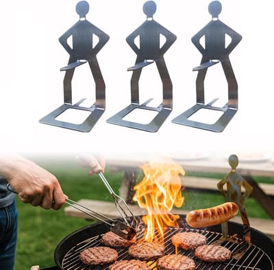 BBQ-worsthouder van Roestvrij Staal 3PCS - Staande Man Barbecuerek - Draagbaar -barbecueworsthouder van roestvrij staal, grappige barbecuevork voor kamperen, picknicken in de buitenlucht, tuin, keuken, grillcadeaus voor mannen