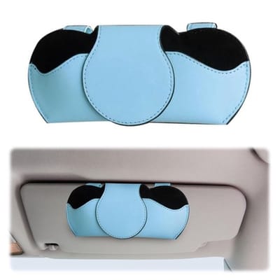 NTHProducts - Zonnebrilhouder - Autoglasjeshouder - Hoogwaardige PU-leer - Blauw