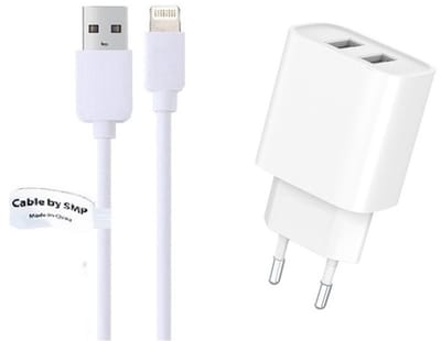 OneOne 2.4A lader met 2 poorten + 3,0m OneOne Lightning kabel. Oplader adapter past op Apple iPhone XR, iPhone XS, iPhone XS Max, iPhone 10, iPhone 11, iPhone 11 Pro, iPhone 11Pro Max, iPhone 12, iPhone 12 Mini, iPhone 12 Pro