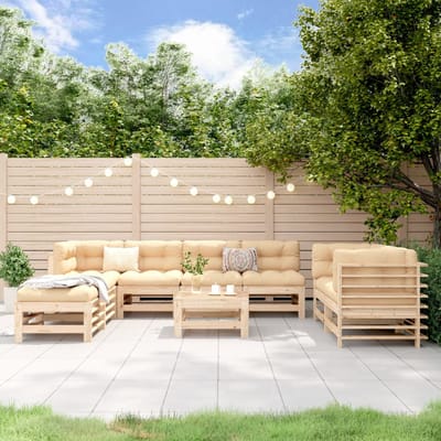 vidaXL - 9-delige - Loungeset - massief - grenenhout