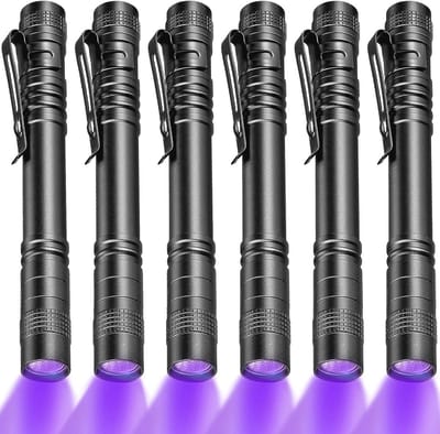 Zes Stuks UV Zwart Licht Zaklampen voor Detectie van Onzichtbare Vlekken