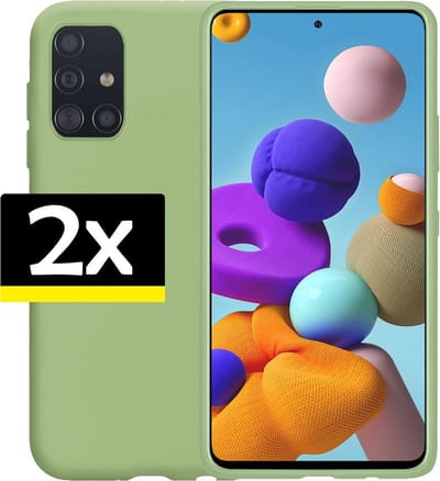 Hoesje - 2 Stuks - Geschikt voor Samsung Galaxy A51 - Sterk & Shockproof - Case Siliconen - Back Cover - Telefoon Hoes - Telefoonhoesjes - Groen