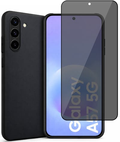Hoesje geschikt voor Samsung Galaxy A57 – MatteShield Back Cover – Zwart – Privacy Screenprotector Full Cover