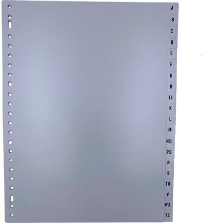 DULA Tabbladen plastic A tot Z - A4 - Grijs - Alfabet - 23 gaten - PP