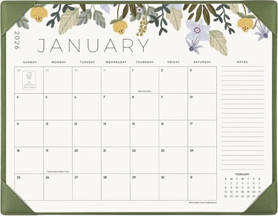 Grote Bureaukalender en Onderlegger 2025-2026 met Bloemendesign