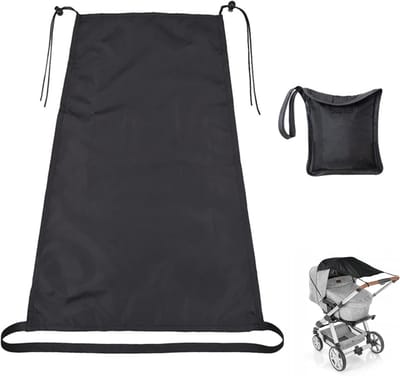 Sun Shade Sail - UV Bescherming - Universele Pram - Anti-Tearing - Waterproof - Zwart