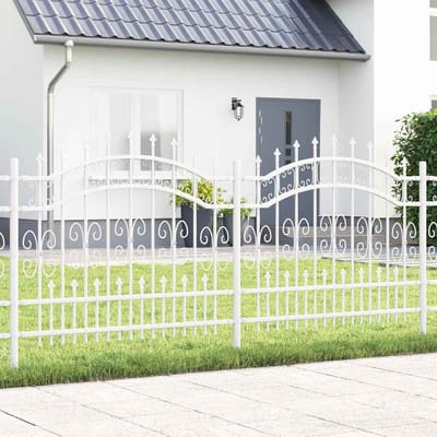 vidaXL - Tuinhek - KAMPEN - 240 - x - 140 - cm - Poedercoated - staal - Wit