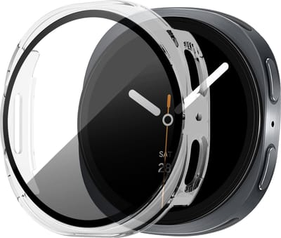 Bandz PC hard case hoesje met screenprotector - geschikt voor Samsung Galaxy Watch 9/8 - 44mm - beschermhoes van hard plastic - full cover (transparant)