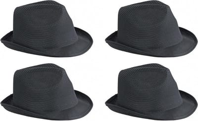Trilby feesthoedje voor volwassenen - 4x stuks - zwart - Carnaval party verkleed hoeden - Budget prijs
