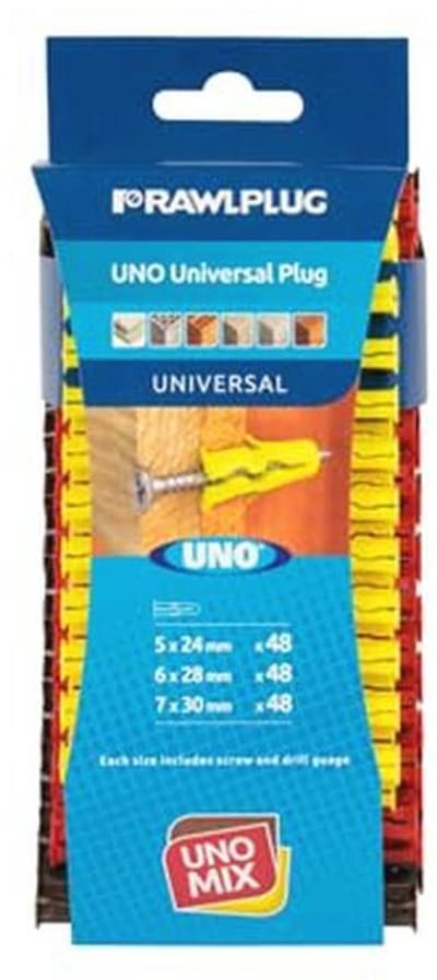 Universele pluggen Set 6, 7, 8 mm voor Gipsplaat, Metselwerk, Baksteen en Beton - Massieve Wandplug met Anti-Rotatie Kenmerken
