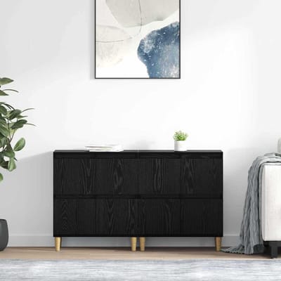 vidaXL - Dressoirs - 2 - st - Zwart - Eiken - 60 - x - 35 - x - 70 - cm - Bewerkt - hout