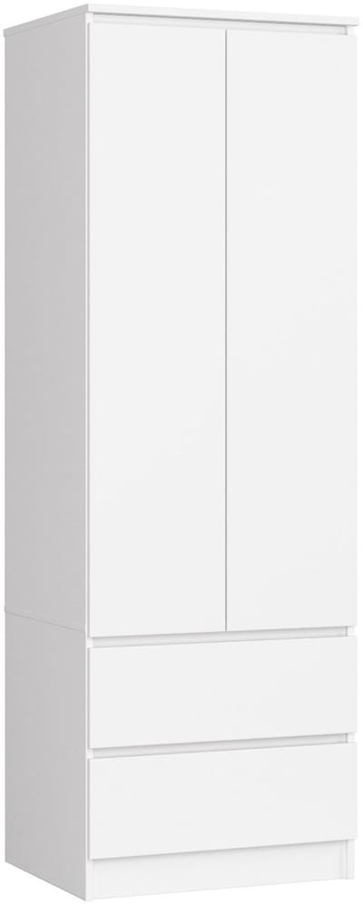 Kledingkast STAR S60 met 2 Deuren en 2 Lades / AKORD Furniture Factory / Wit / 60 x 180 x 51 cm