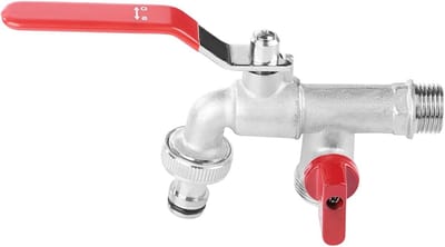 Dubbele 90 Graden Waterkraan van Messing met Enkele Handgreep en Goede Afdichting, Ideaal voor Tuin en Buitengebruik, 1/2 Inch Precisiedraad