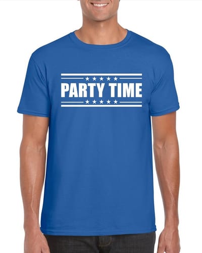 Party time t-shirt blauw heren S