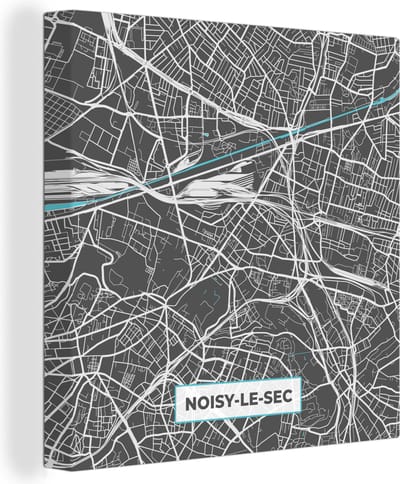 Canvas Schilderij Frankrijk - Plattegrond - Stadskaart - Noisy-le-Sec - Kaart - 20x20 cm - Wanddecoratie
