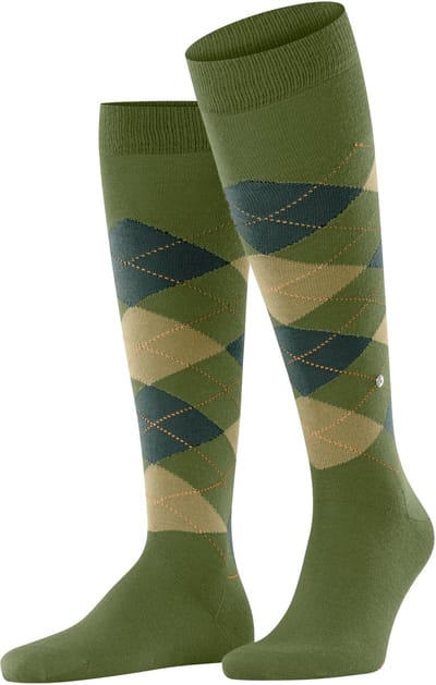 Burlington Edinburgh lang gedessineerd wol kniekousen heren groen - maat 40-46