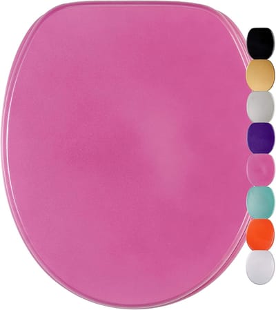 Glitter Toiletbril - Houten Toiletzitting - Badkamer Upgrade - Stabiele Kwaliteit - 47 x 377 cm - Roze