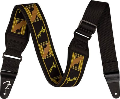 Fender 990694208 Swell neopreen gitaarband, zwart/geel/bruin mono, 2.5