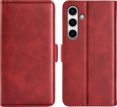 MobyDefend Hoesje - Geschikt voor Samsung Galaxy S24 FE - Luxe Wallet Book Case (Sluiting Zijkant) - Rood