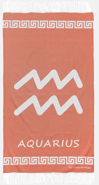 uit Turkije By Aquatolia Hamamdoek Aquarius Zodiac - 100% Zacht Katoen - Strandlaken - Handdoek - Oranje - 100cm x 180cm - Originele hamamdoek uit Turkije