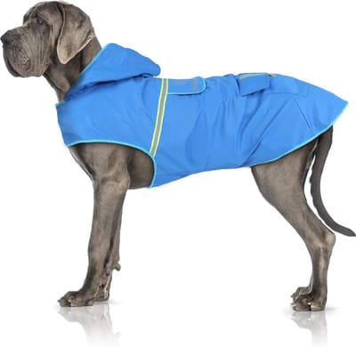Waterdichte hondenregenjas met capuchon en reflectoren - Perfect voor droge en veilige wandelingen (XL | blauw)