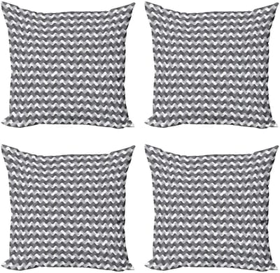 ABAKUHAUS Kussenhoes Set – 4x45x45 cm – Dubbelzijdige bedrukking – Antraciet/Grijs