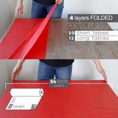 Wegwerp tafelkleed - Tafelhoes op rol - Feestelijke decoratie - Met handige snijder - 137 x 3300 cm - Rood