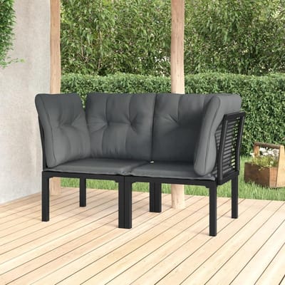 Tuinstoel met kussen - Hoekstoel loungeset - Buiten ontspannen - Weerbestendig polyrotan - 57.5 x 57.5 cm - Zwart grijs