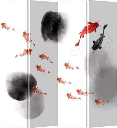 Fine Asianliving Chinees Kamerscherm Oosters Scheidingswand B160xH180cm 4 Panelen Koi Fish